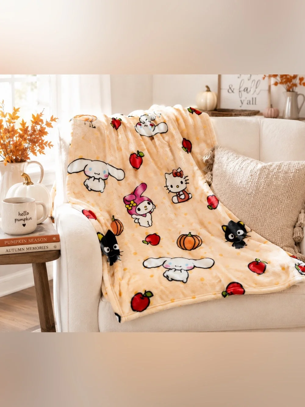 NWT Hello Kitty & Friends Fall Harvest Silk Touch Throw Blanket 50x70 Sanrio